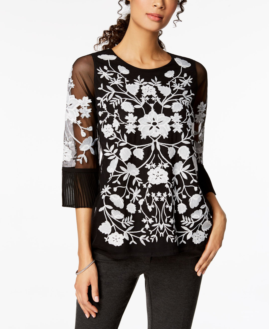 Charter Club Embroidered Illusion Top