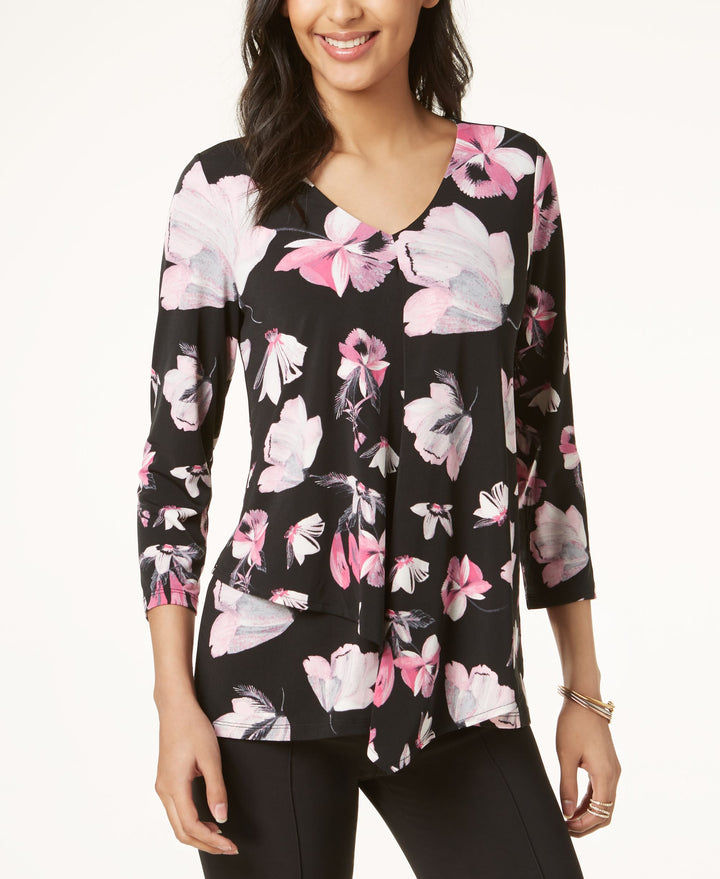 Alfani Draped Overlay Top