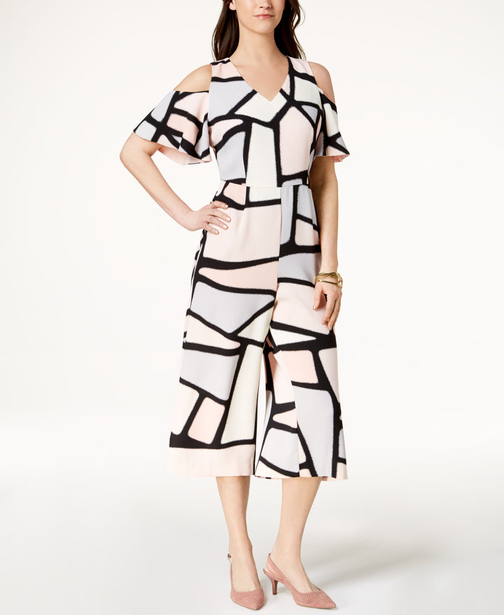 Alfani Printed Cold Shoulder Jumpsuit