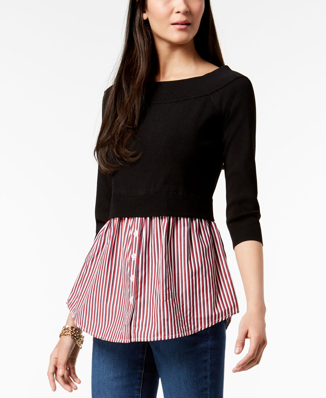 Cotton Layered Look Sweater