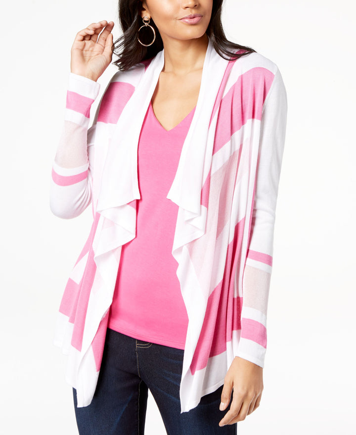 Petite Colorblocked Open Front Cardigan