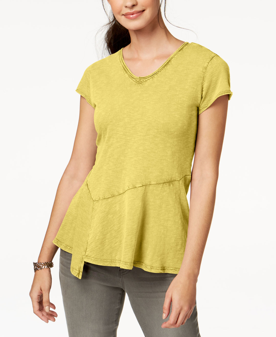 Cotton Peplum-Hem T-Shirt