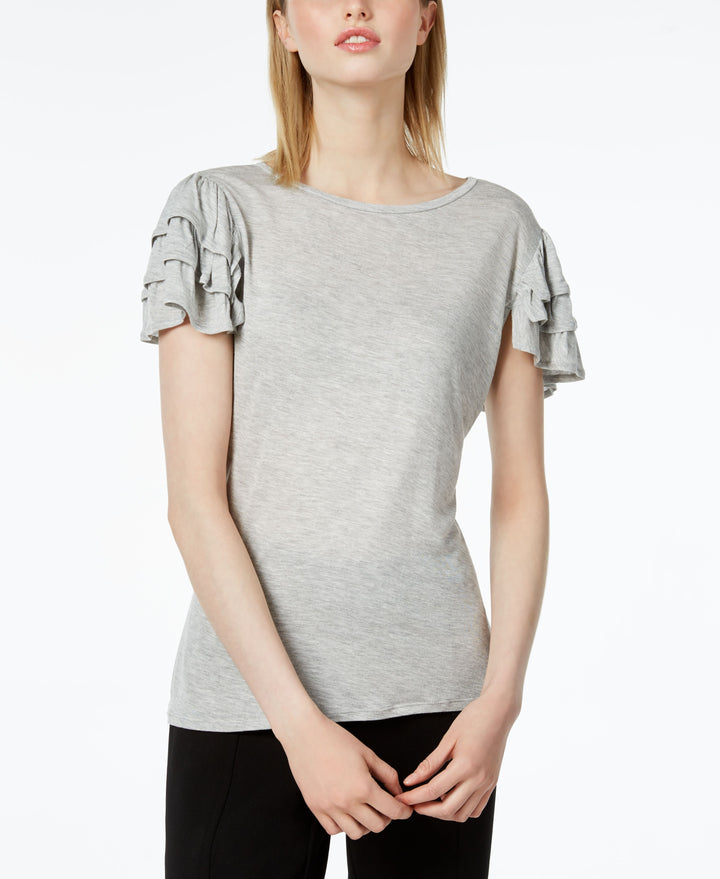 Bar III Ruffled Short Sleeve Top