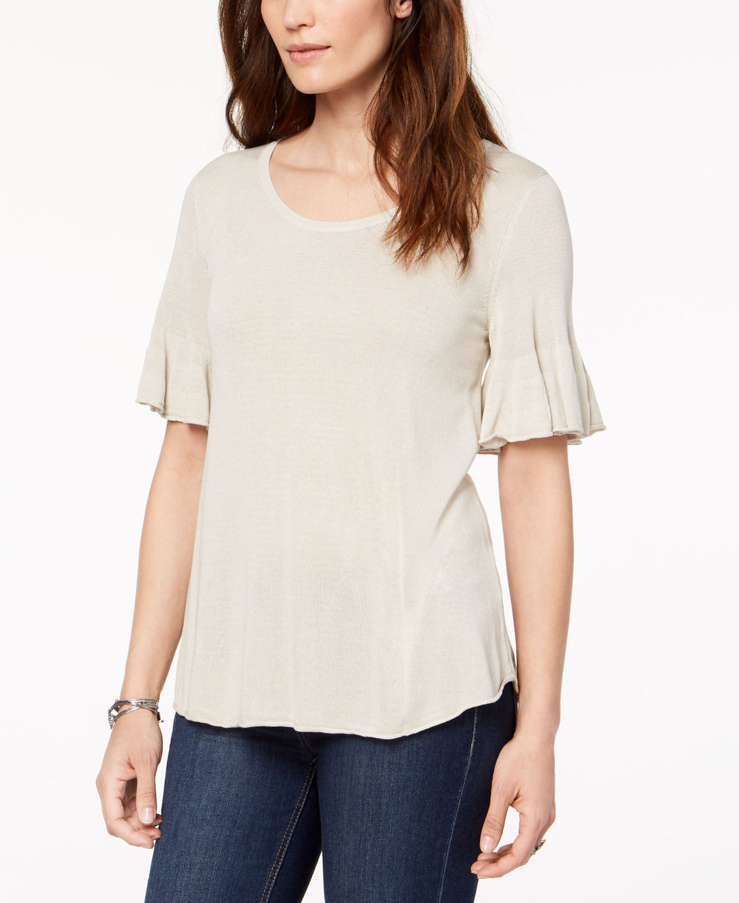 Scoop-Neck Bell-Sleeve Sweater