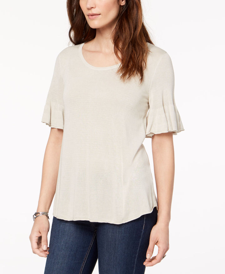 Scoop-Neck Bell-Sleeve Sweater