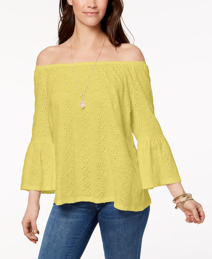 Style & Co Petite Off The Shoulder Cotton Eyelet Top
