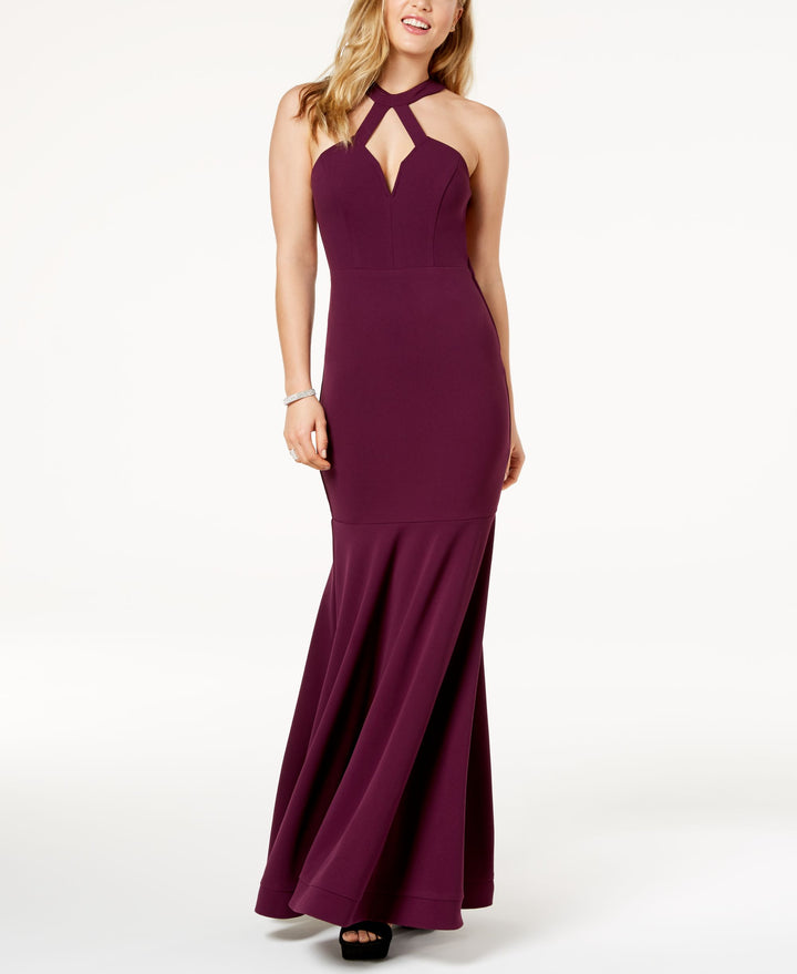 City Studios Juniors Open Back Halter Gown