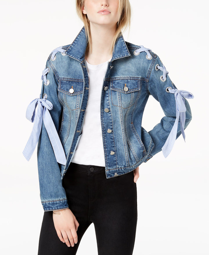 Lace-Up Denim Jacket