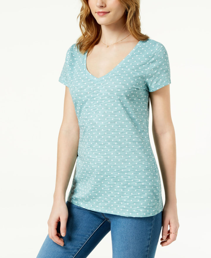 Maison Jules Polka Dot V Neck T-Shirt
