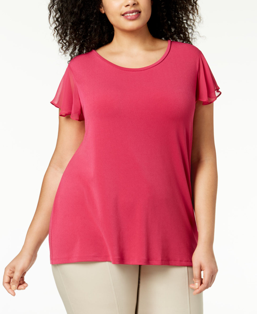 Charter Club Plus Size Chiffon Flutter Sleeve Top