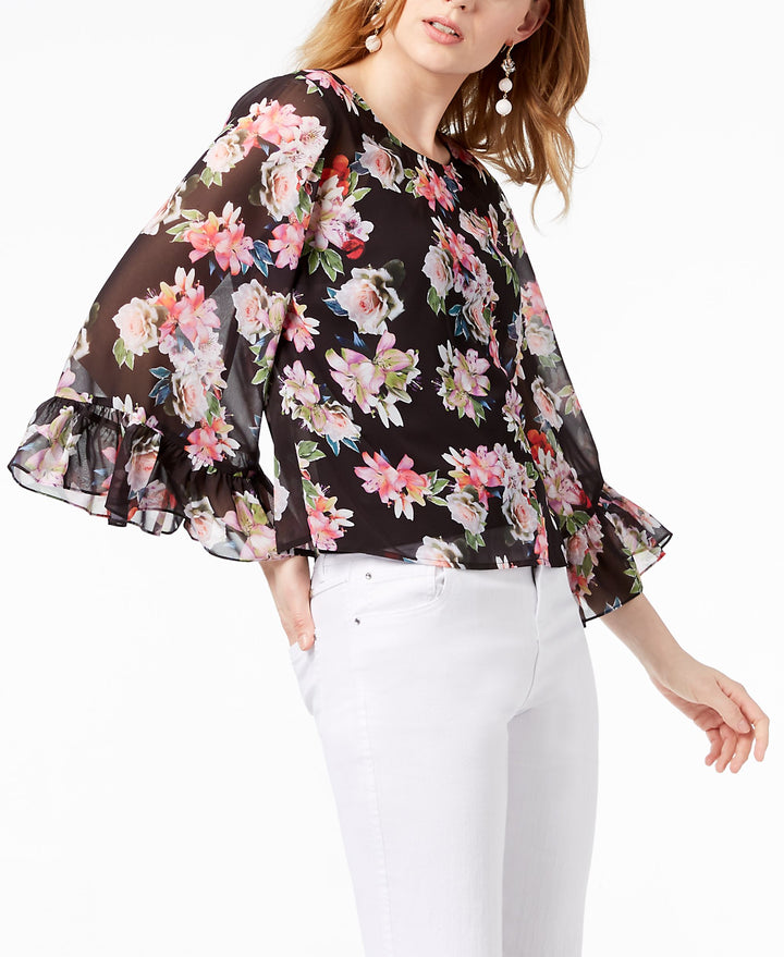 I.N.C. Ruffled Floral-Print Top