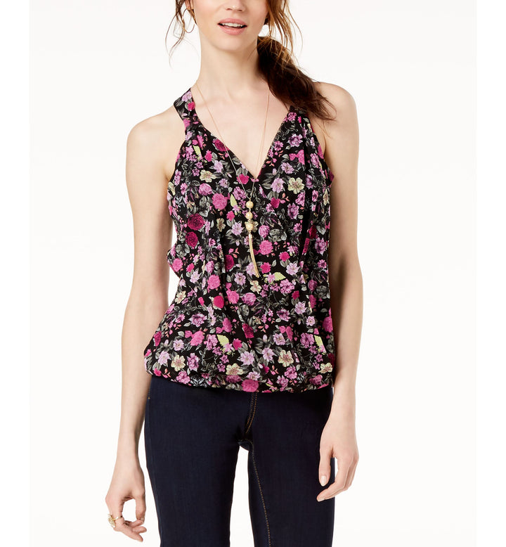 Printed Surplice Neck Top