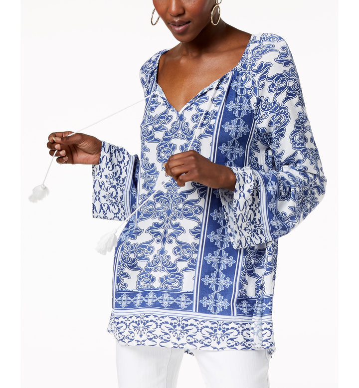Printed Tie Neck Tunic
