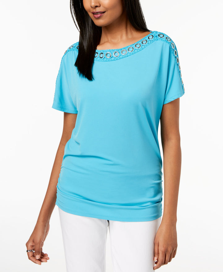 JM Collection Petite Grommet Trim Top