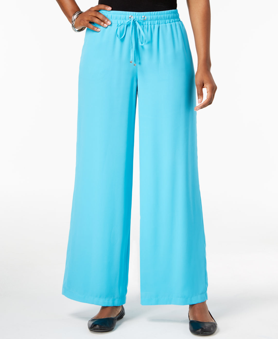 Wide-Leg Drawstring Pants