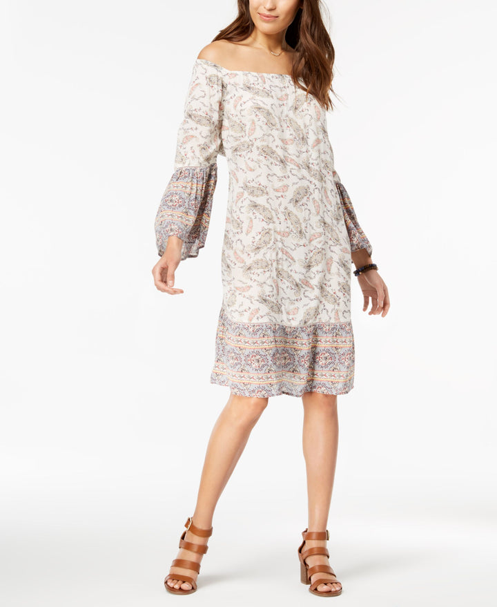 Style & Co Printed Off The Shoulder Dress