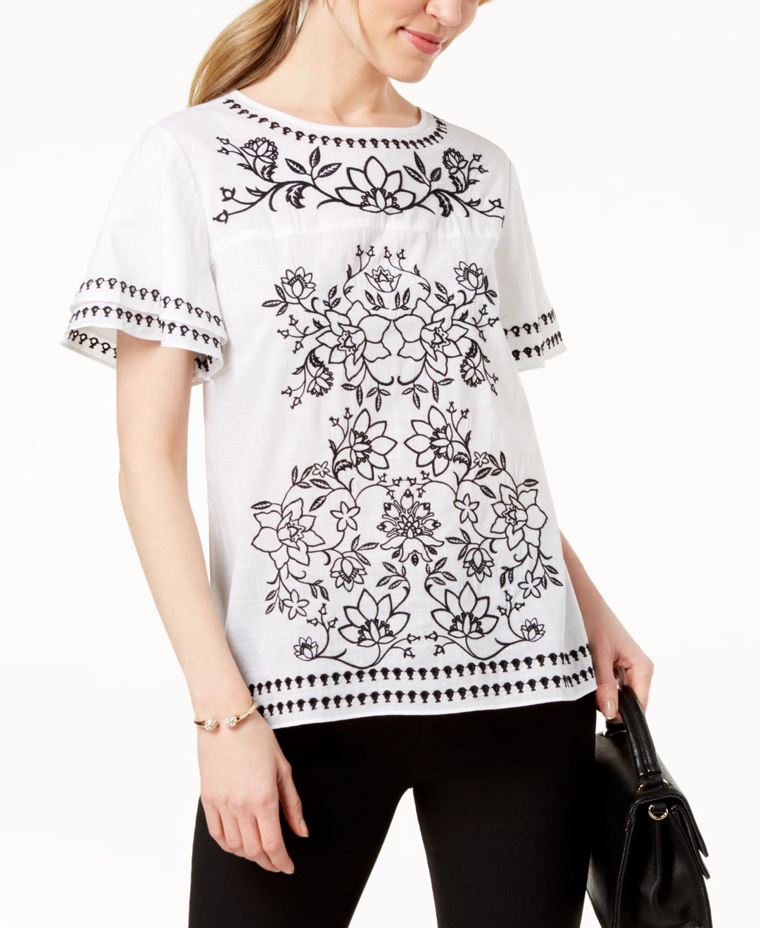Charter Club Cotton Embroidered Top