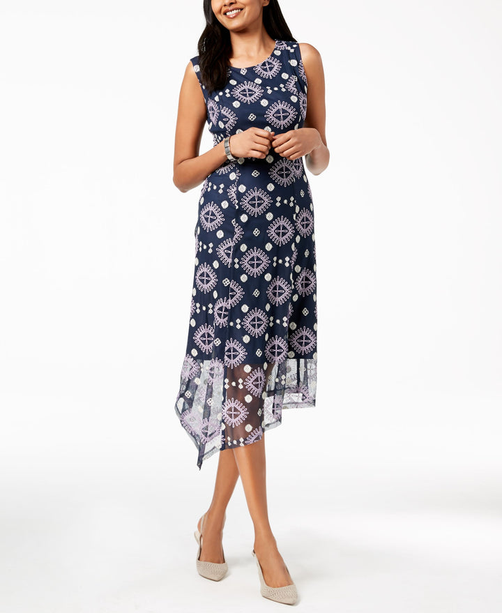 Alfani Petite Embroidered Asymmetrical Midi Dress