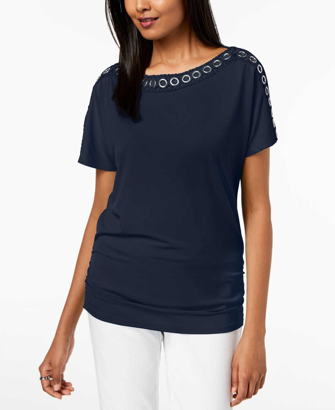 JM Collection Petite Grommet Trim Top