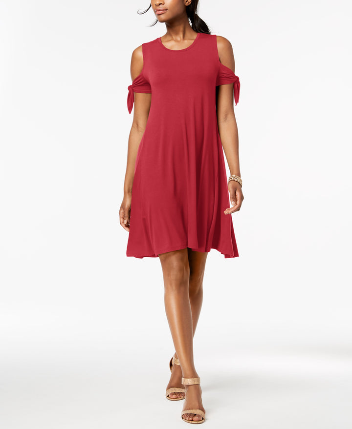 Style & Co Petite Cold Shoulder Tie Sleeve Dress