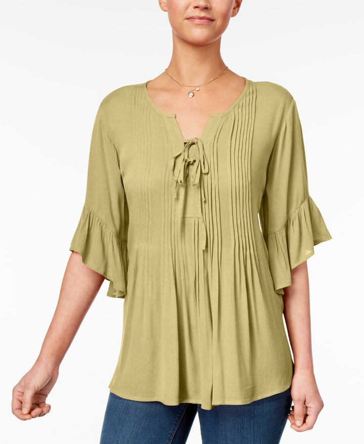 Style & Co Petite Pintucked Peasant Top