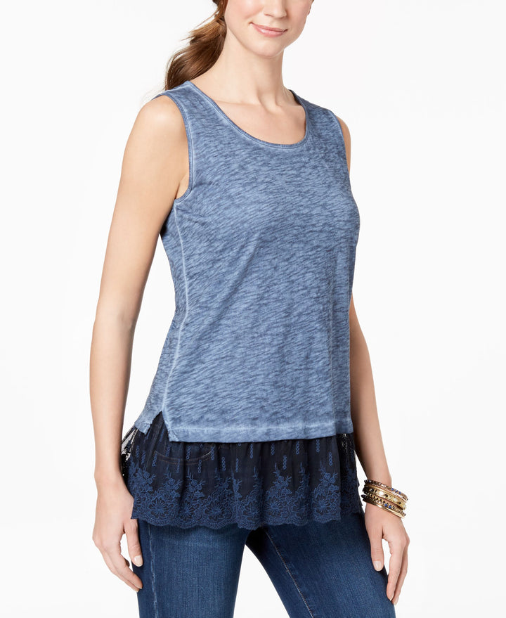 Style & Co Petite Lace Hem Tank Top