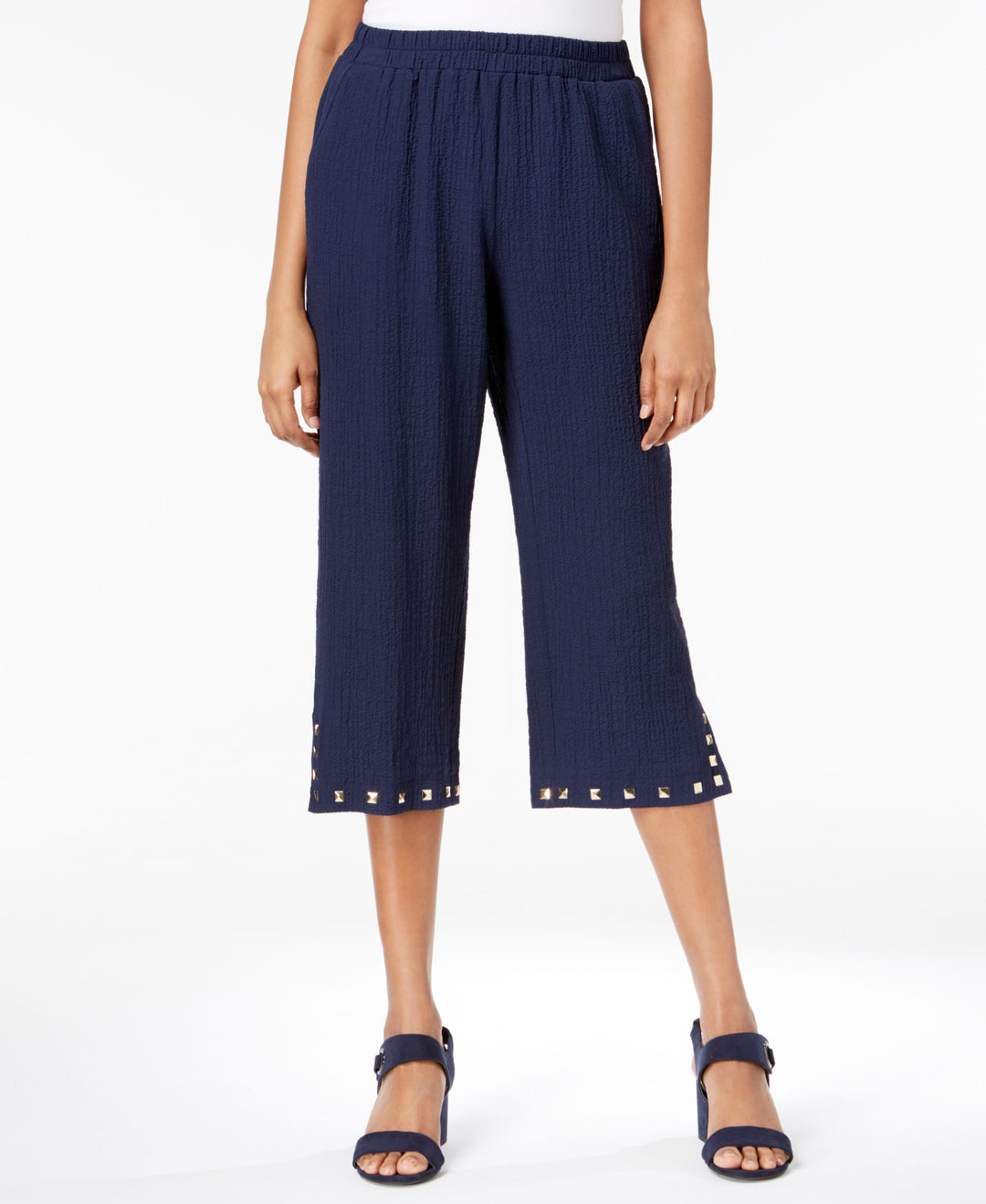 JM Collection Petite Studded Hem Capri Pants