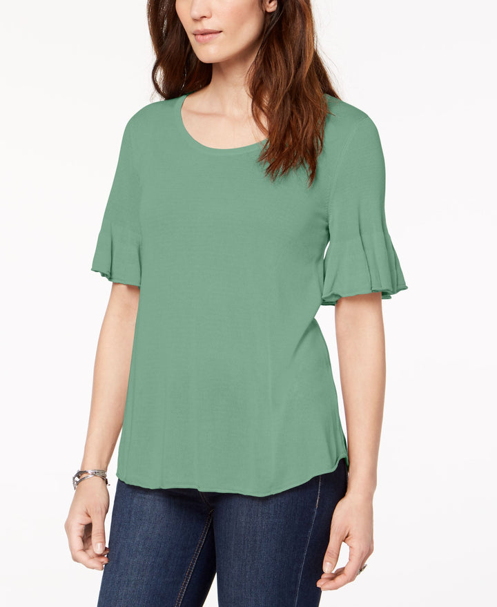 Scoop-Neck Bell-Sleeve Sweater