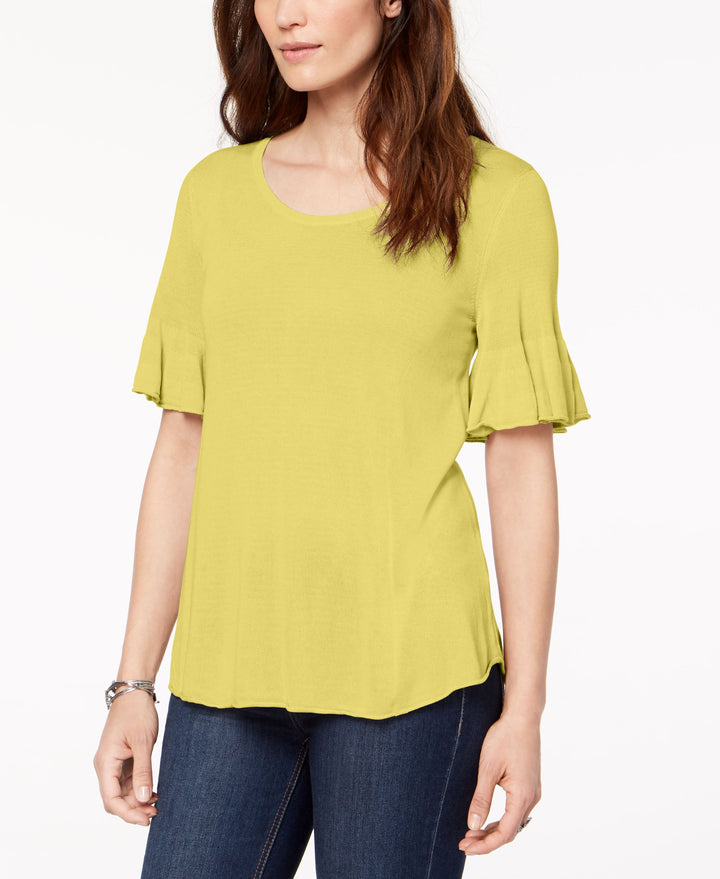 Scoop-Neck Bell-Sleeve Sweater