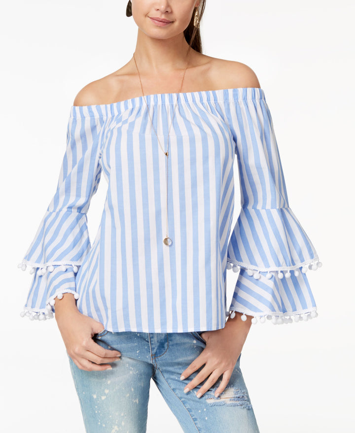 Ultra Flirt By Ikeddi Juniors Striped Off The Shoulder Top