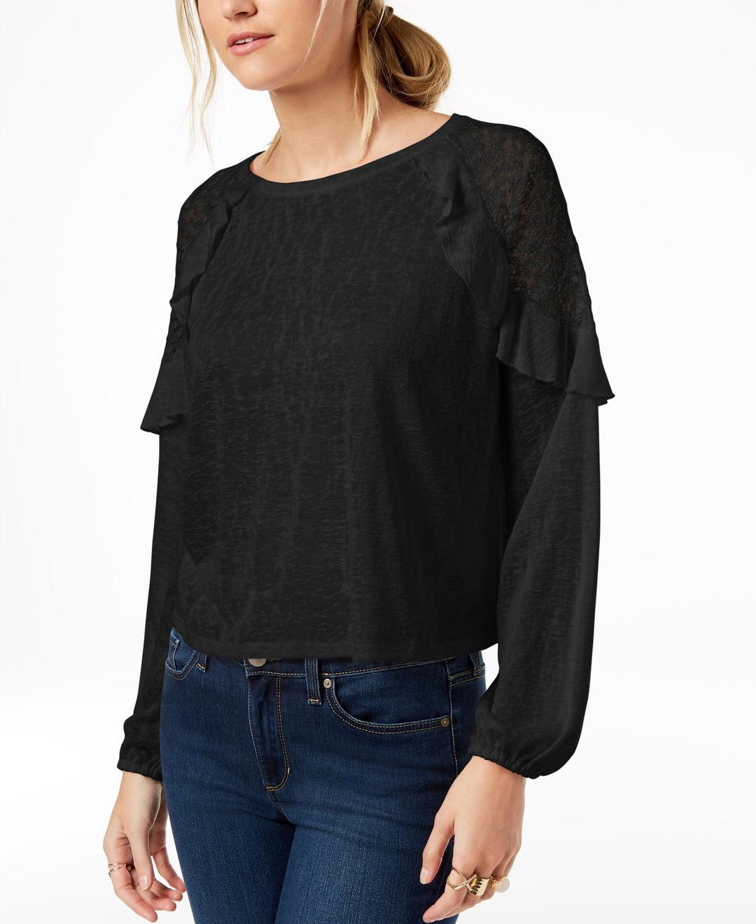 Maison Jules Lace Shoulder Top
