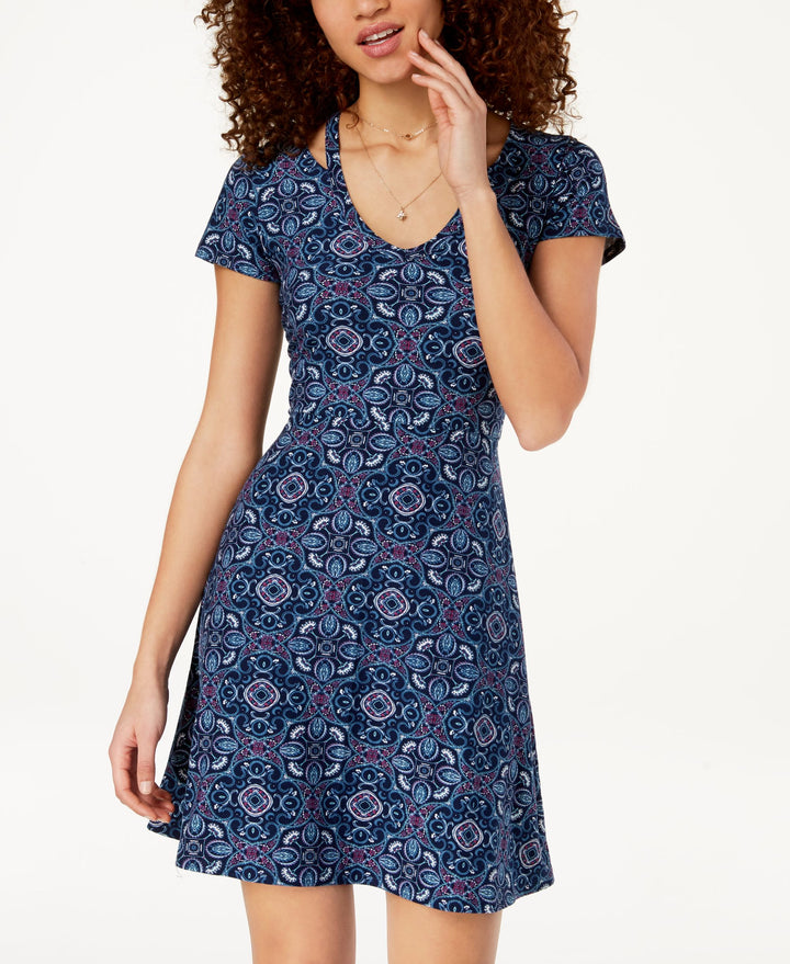 Juniors' Cold-Collar Skater Dress