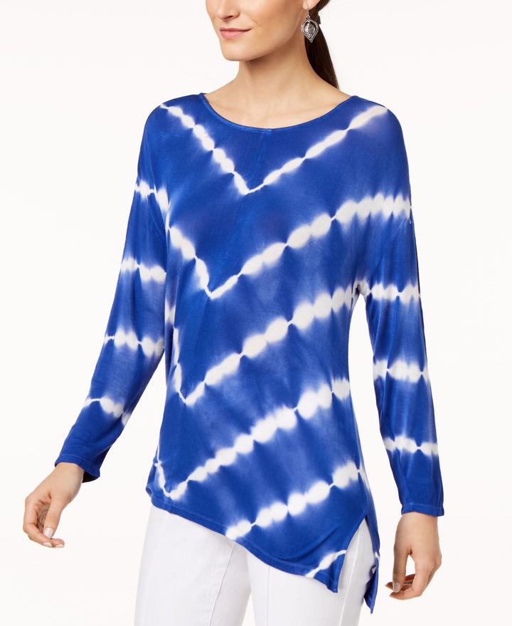 INC International Concepts Tie Dyed Handkerchief Hem T-Shirt