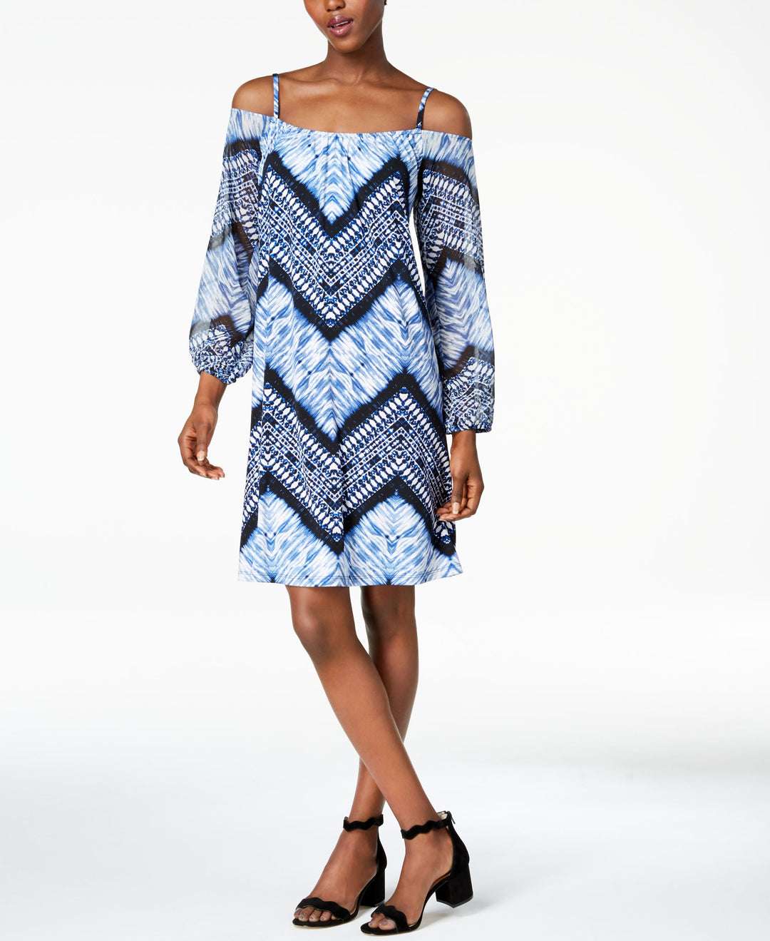INC Petite Printed Off-The-Shoulder Dress