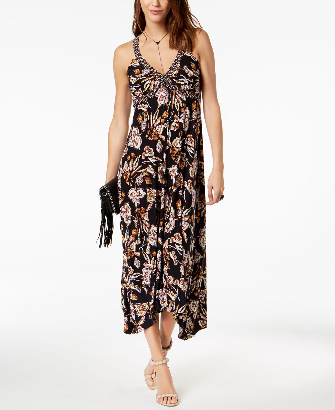 Printed Handkerchief Hem Dress