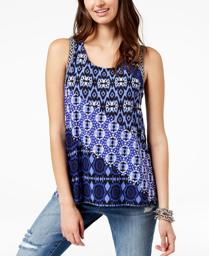 Mixed Print Split Back Top