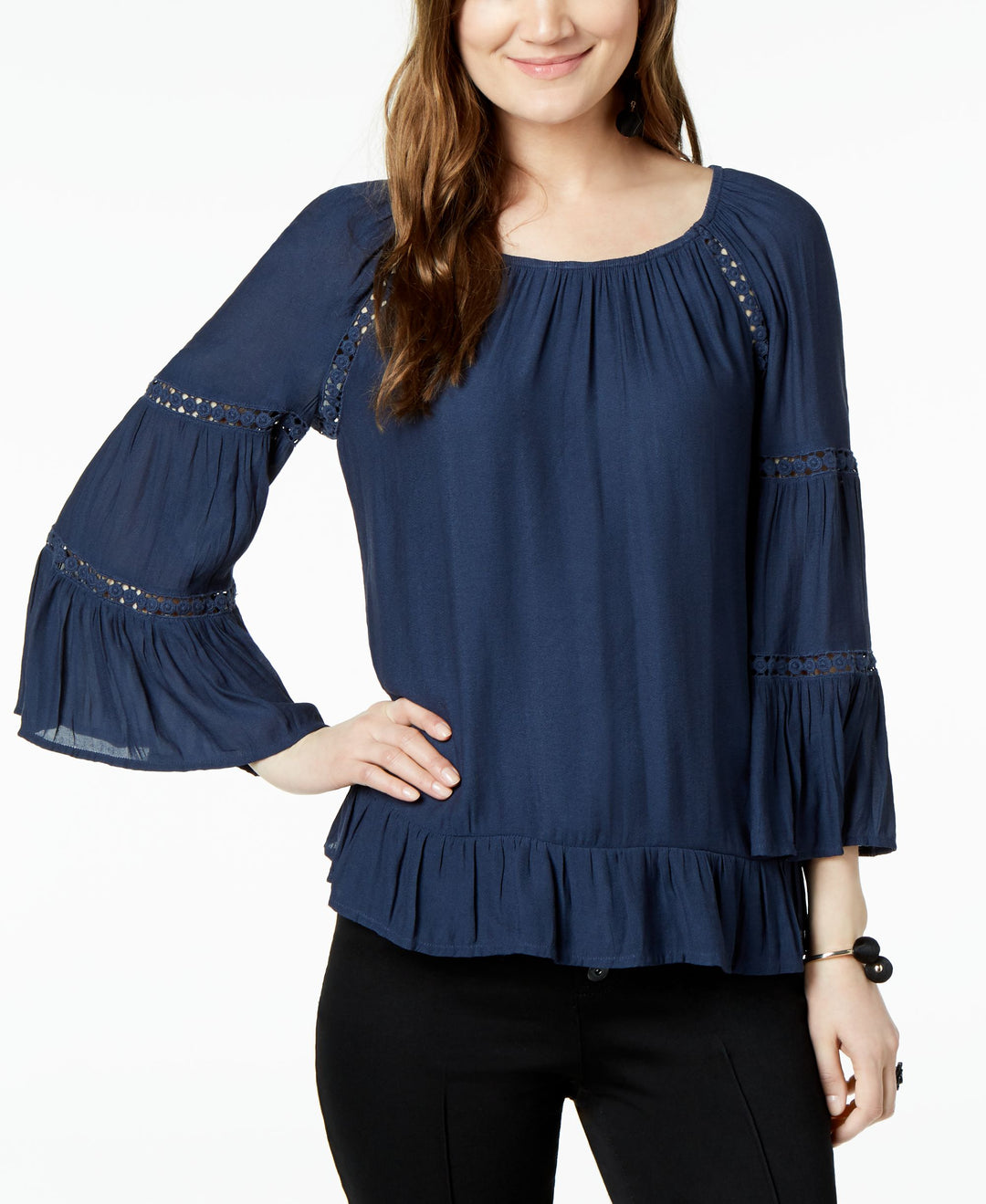 Ruffled Crochet Trim Top
