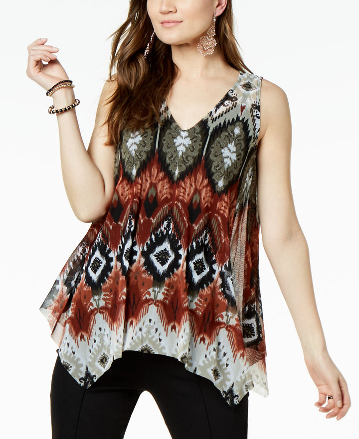 Petite Printed Handkerchief Hem Top