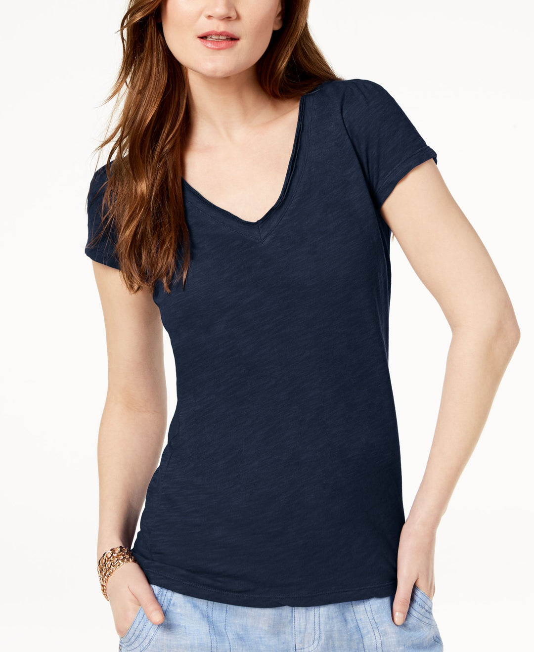 Cotton V Neck T-Shirt