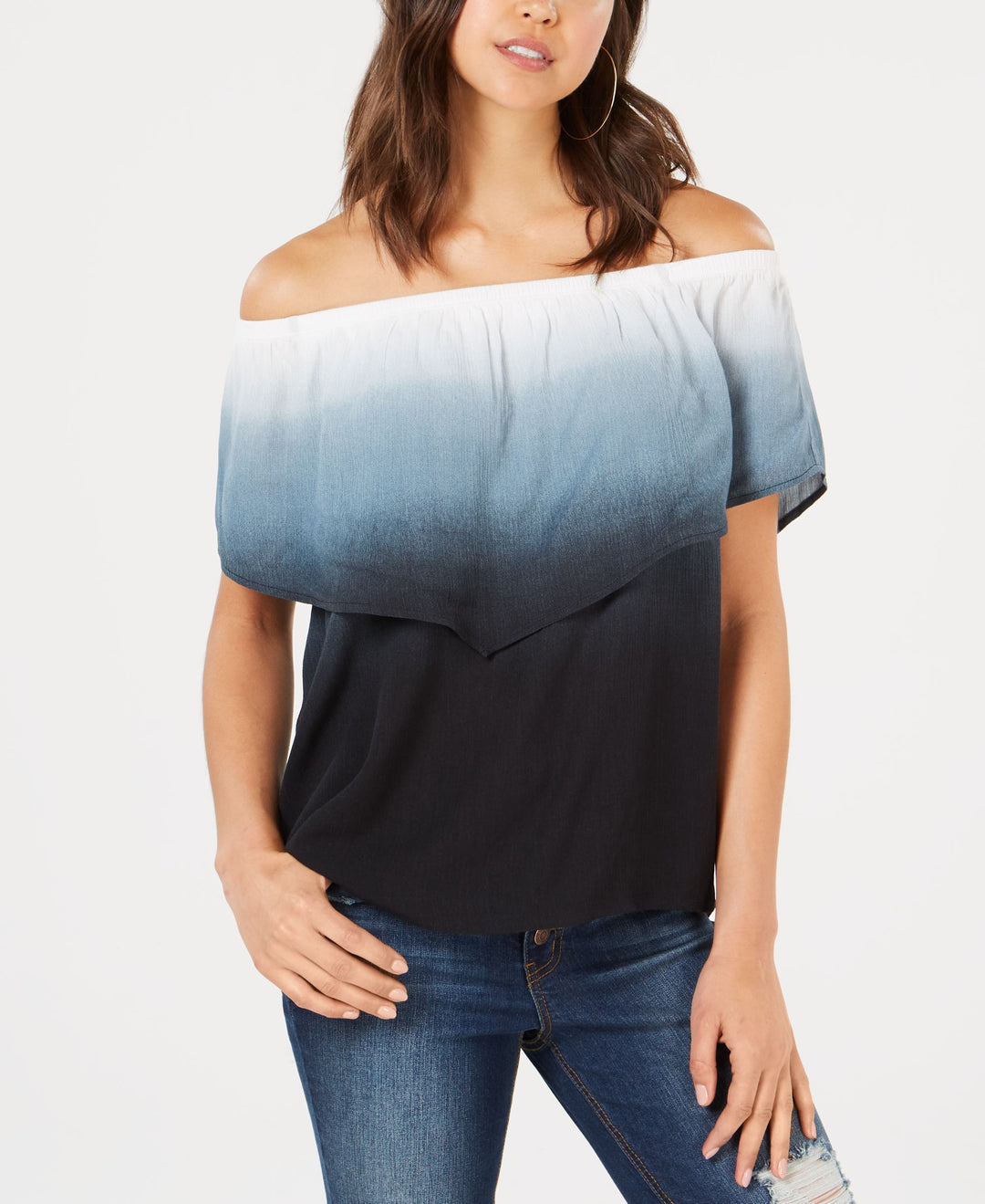 Juniors' Off-The-Shoulder Flounce Top