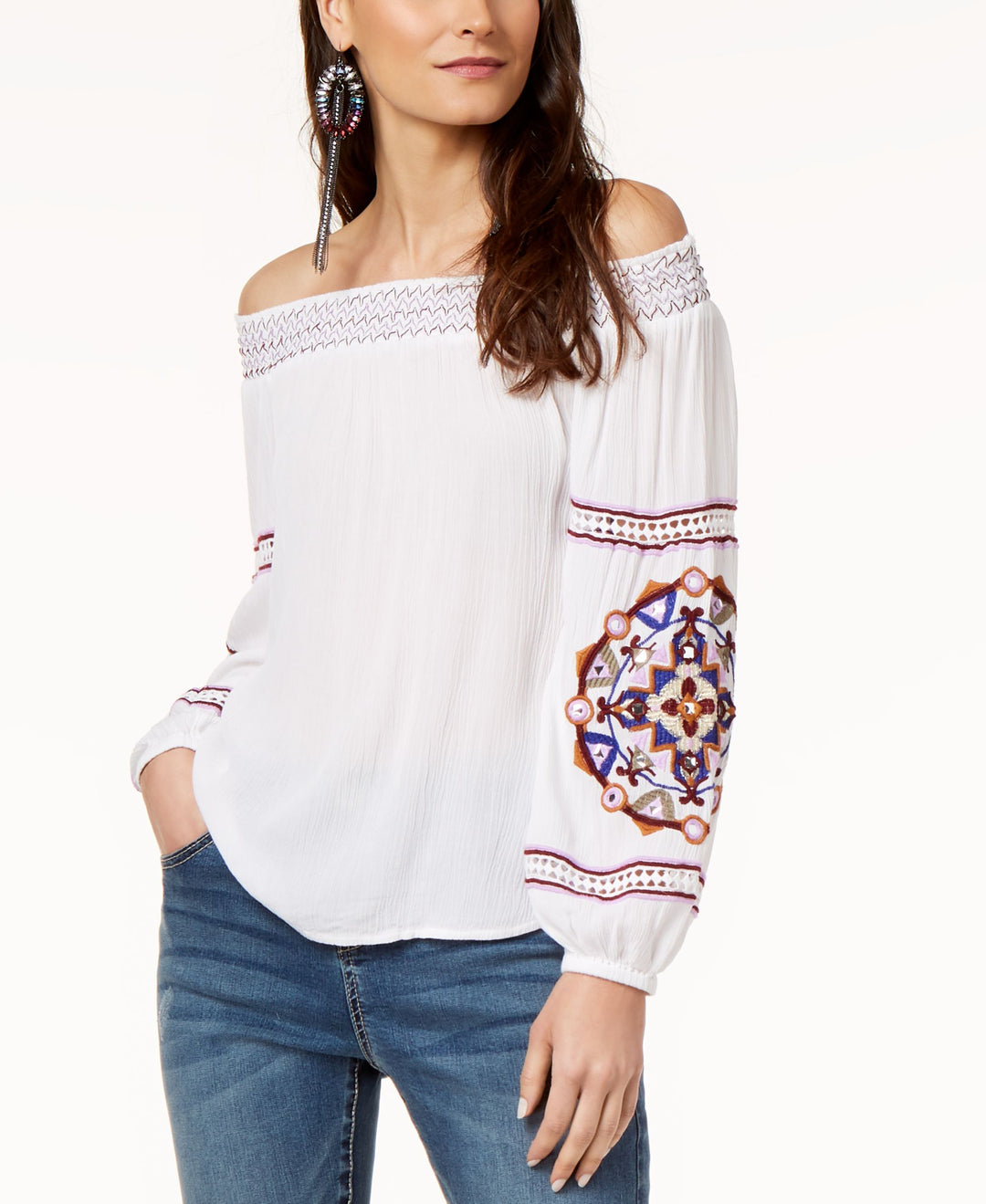 Off The Shoulder Embroidered Top