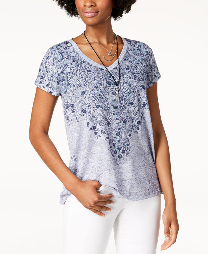 Style & Co Graphic V Neck T-Shirt