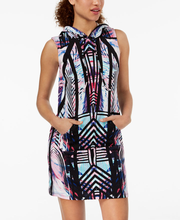 Material Girl Active Juniors Printed Hooded Sweatshirt Dress
