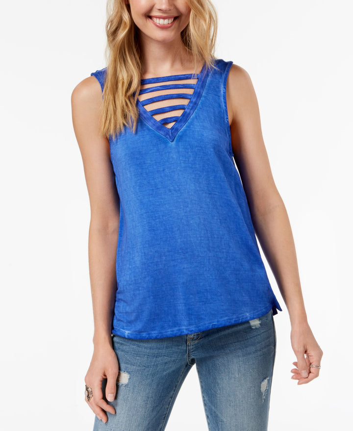 Juniors' Lattice-Front Tank Top