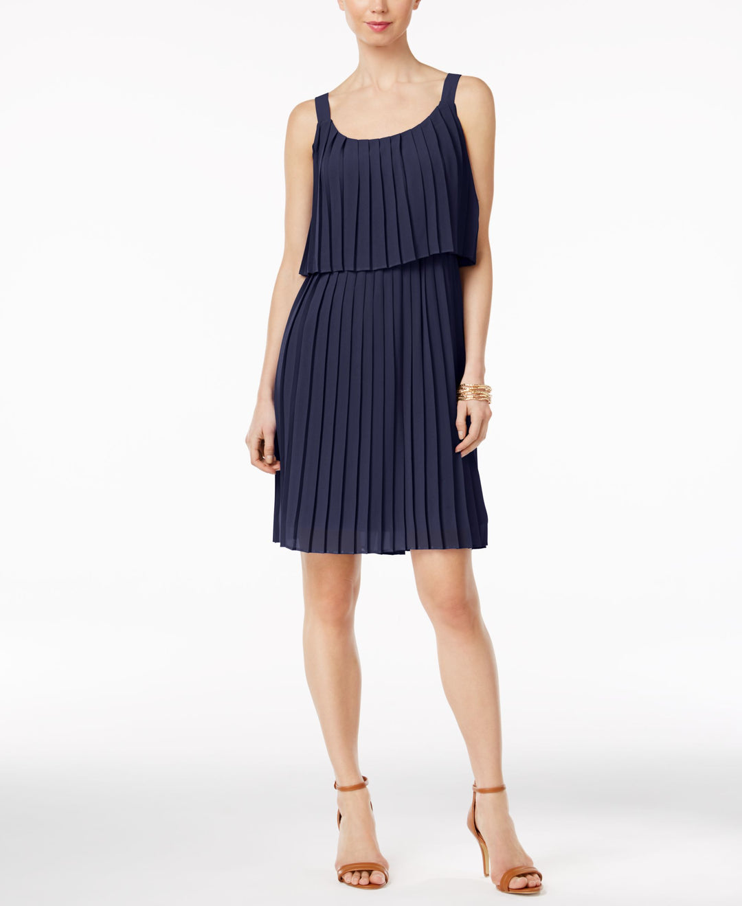 NY Collection Petite Pleated Popover Dress