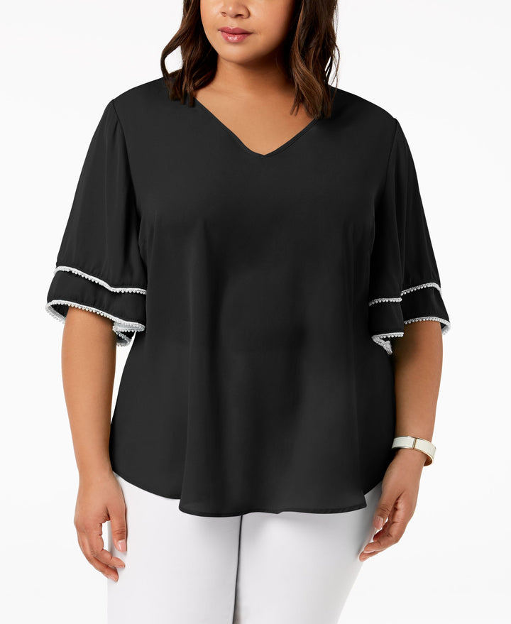 NY Collection Plus Size Ruffled Sleeve Top