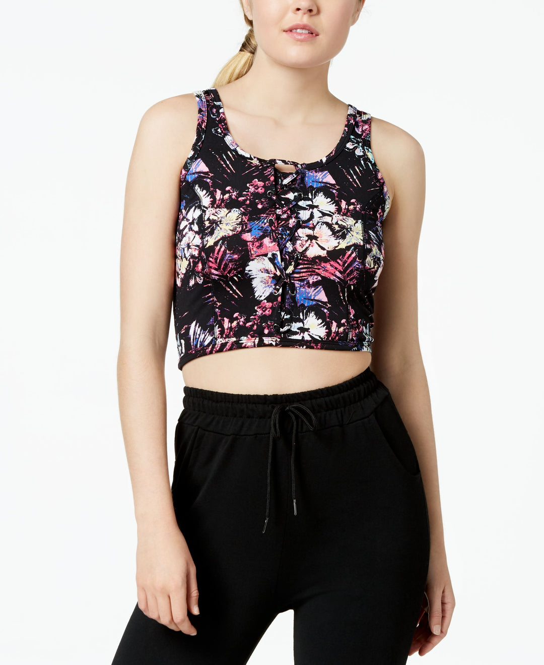 Material Girl Active Juniors Lace Up Racerback Sports Bra