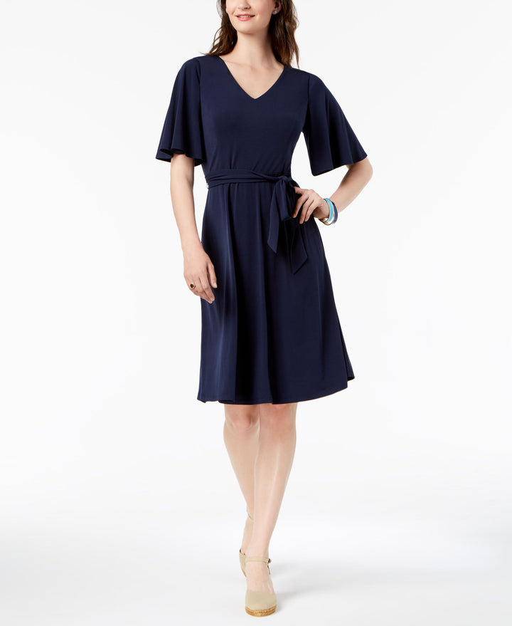 Petite Belted A-Line Dress