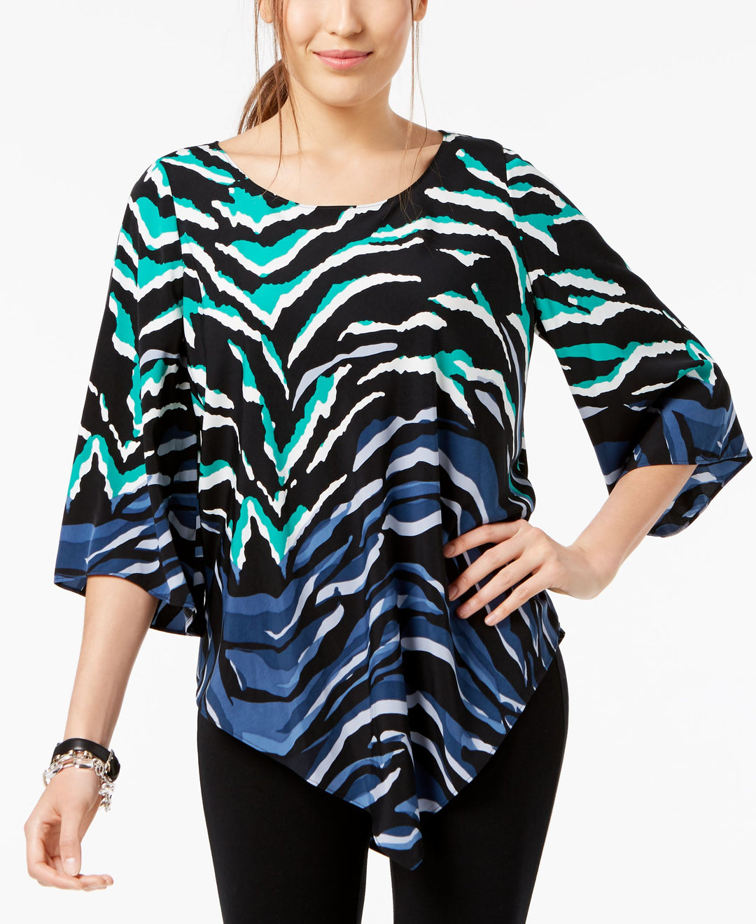 Alfani V Hem Geometric Print Top