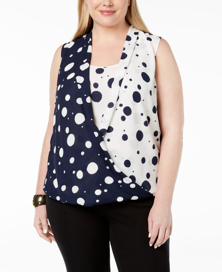 Alfani Plus Size Dot Print High Low Blouse